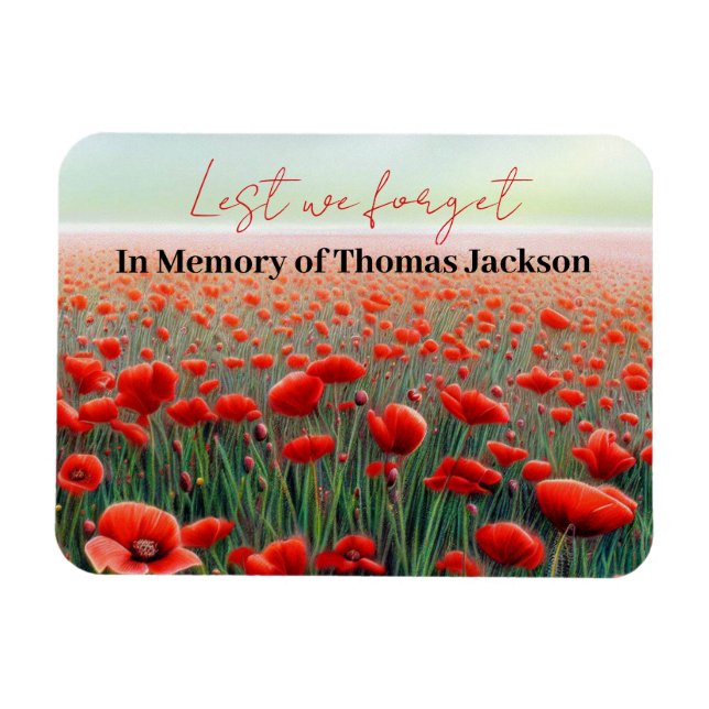 I Memory Veterans Personlig Poppy Fält Magnet (Horisontell)