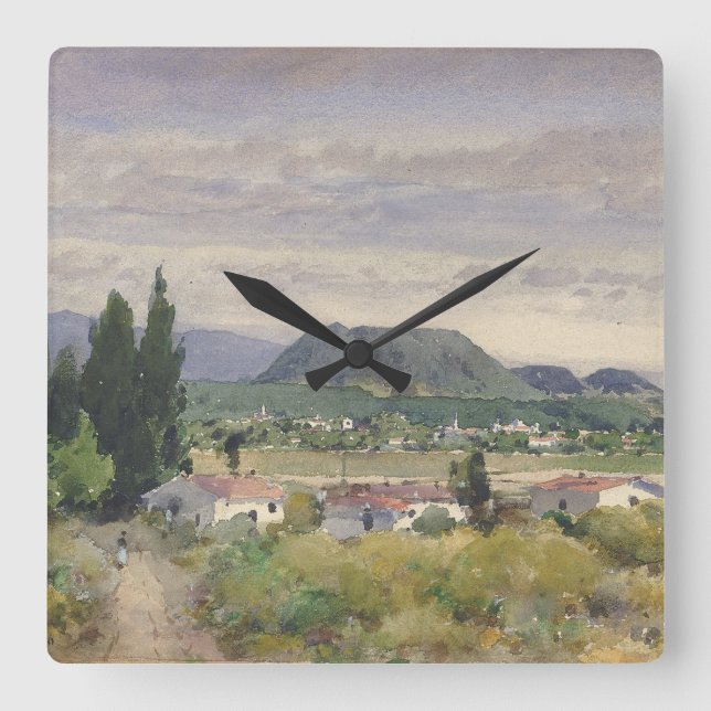 I Mexiko: Holmes Watercolor Landscape Summer Fyrkantig Klocka (Framsida)