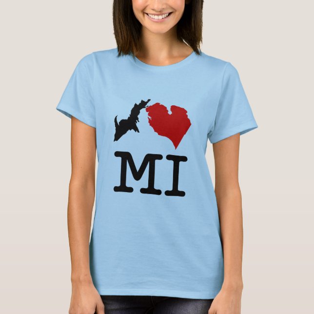 I ♥ MI (I hjärta Michigan) light, liten utskrift T Shirt (Framsida)