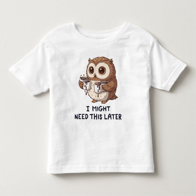 I Might Need Coffee Later - Funny Owl Humor T Shirt (Framsida)