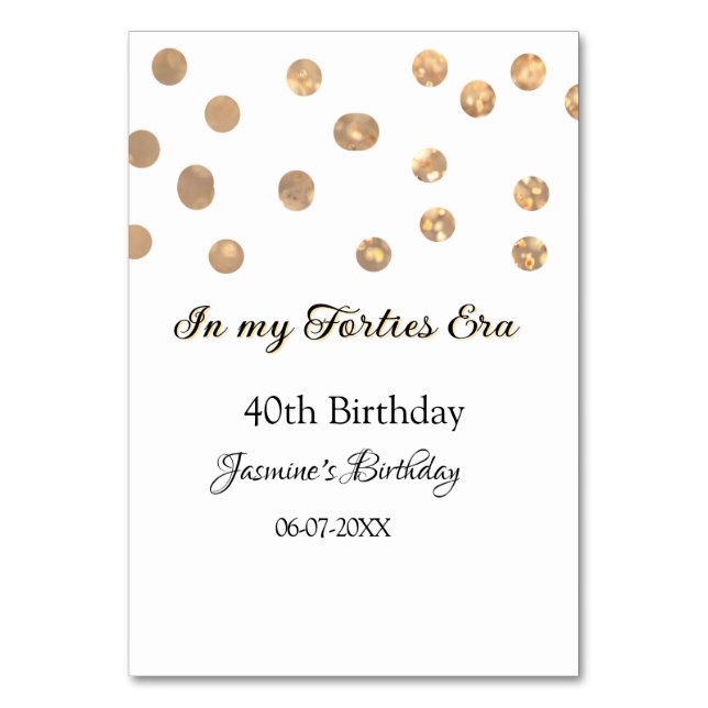 I min 40-årsålder, grattis på födelsedagen bordsnummer (Framsidan)