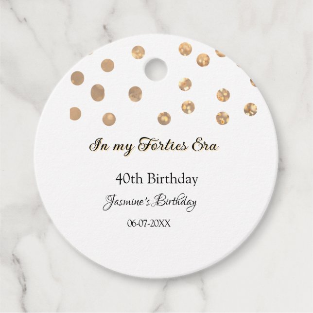 I min 40-årsålder, grattis på födelsedagen gåvor etiketter (Framsida)