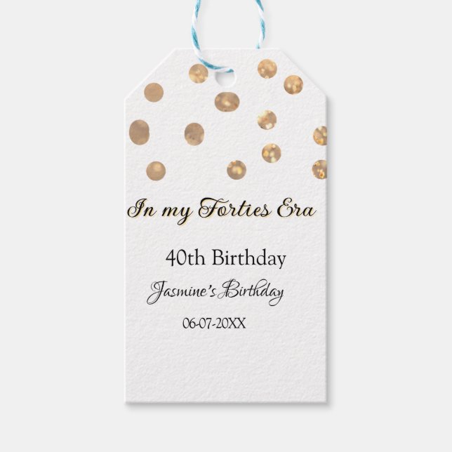 I min 40-årsålder, grattis på födelsedagen presentetikett (Framsidan)