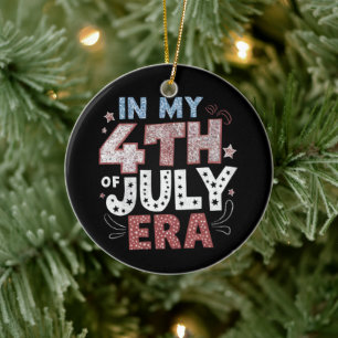 I Min 4:e Juli Era Usa Amerikansk Patriotisk Julgransprydnad Keramik