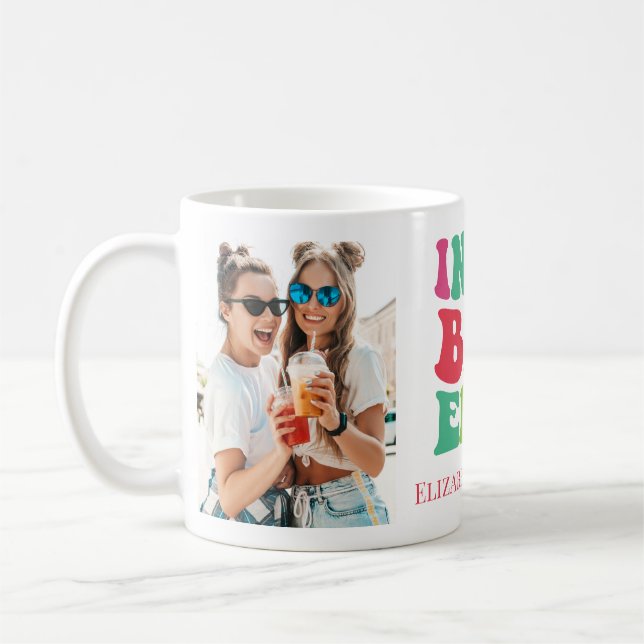 "I min BFF-era" färgfulla Retro 2-foton och Namn Kaffemugg (Vänster)