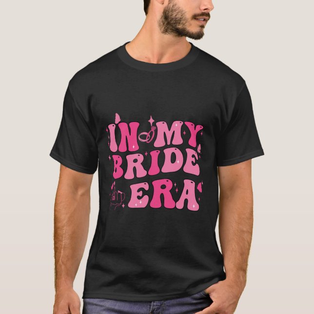 I Min Brudtids Groovy Möhippa Bröllop Engagera T Shirt (Framsida)