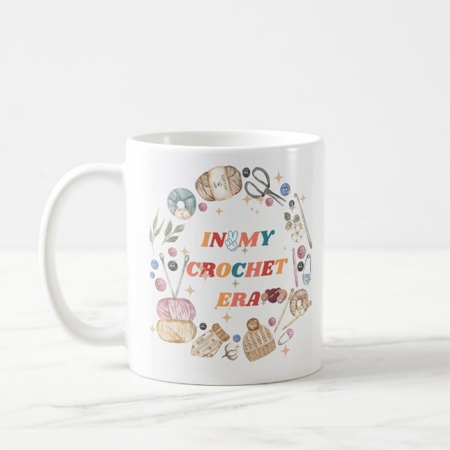 I min Crochet Era-skjorta, Crafter Mamma Gift, Cro Kaffemugg (Vänster)