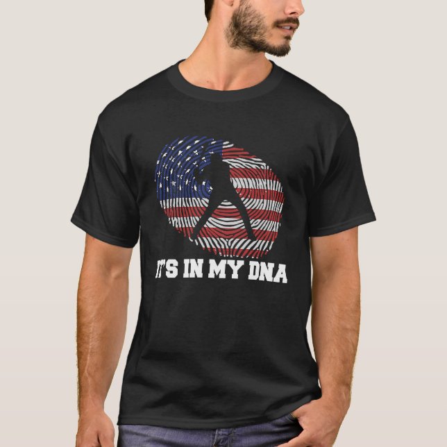 I min DNA Baseball US Flagga Patriot Sport Kärlek T Shirt (Framsida)