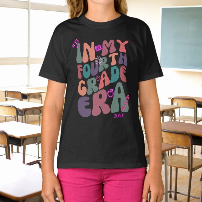 I min fjärde Klass Era-Roligt Neon Inslag med år T Shirt (Skapare uppladdad)