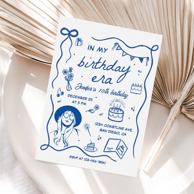I min födelsedag ERA Blue Retro Birthday Inbjudningar (Skapare uppladdad)