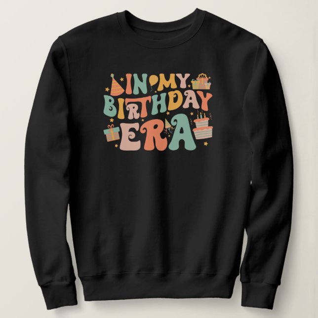I min födelsedagsEra | Pastel Groovy Lettering T Shirt (Design framsida)