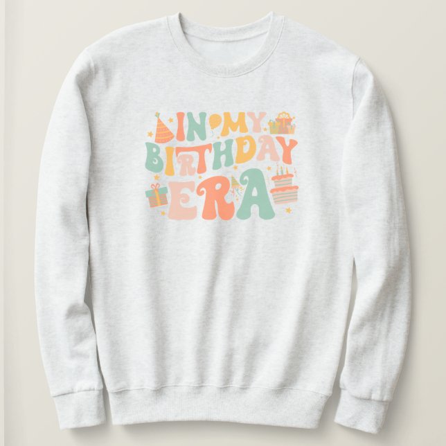 I min födelsedagsEra | Pastel Groovy Lettering T Shirt (Design framsida)