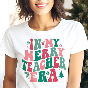 I min Merry Teacher Era Retro-jul T Shirt