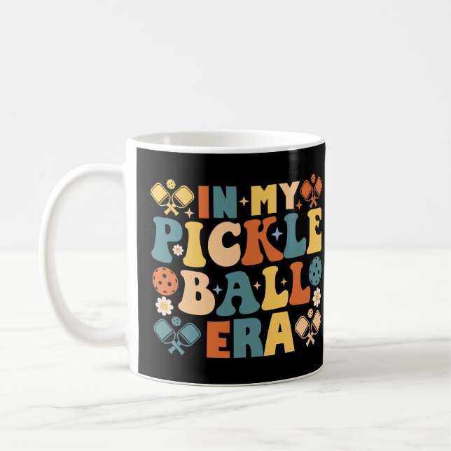I min Pickleball Era Retro Groovy Kaffemugg (Vänster)