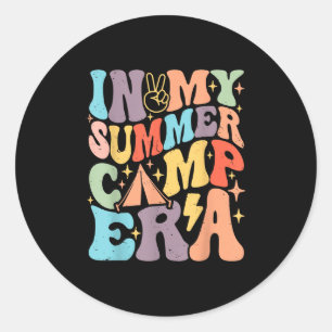 I min sommarCamp Era Retro Groovy Summer Break Wo Runt Klistermärke
