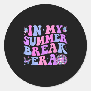 I min sommarskollapa Era Groovy Teacher Summer Bre Runt Klistermärke