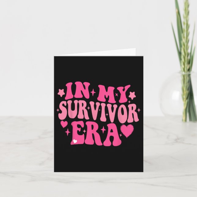 I min Survivor Era Breast Cancer Awareness Retro G Kort (Framsida)