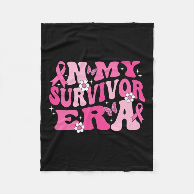 I min Survivor Era Rosa Ribbon Breast Cancer Fleecefilt (Framsidan)