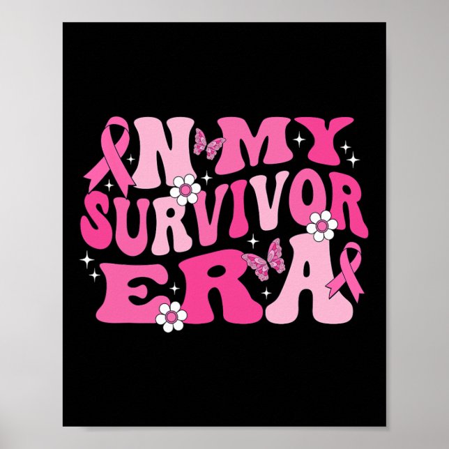 I min Survivor Era Rosa Ribbon Breast Cancer Poster (Framsidan)