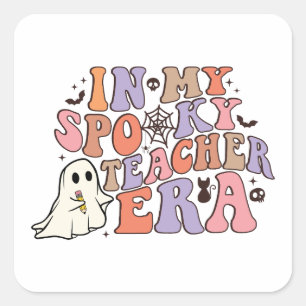 I min taloky Teacher Era - Halloween Teacher Fyrkantigt Klistermärke