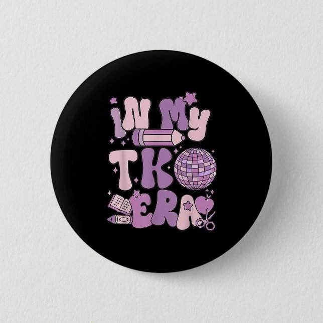 I min Tk Era-lärare Back to school Groovy Funny T Knapp (Framsida)