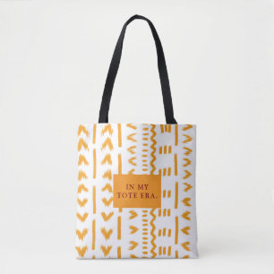 I min Tote ERA Mudcloth African Mönster in White Tygkasse