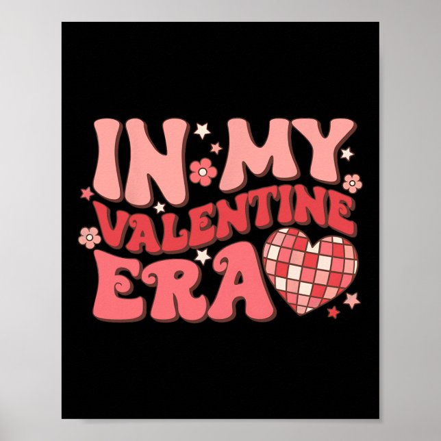 I Min Valentins Era Retro Disco Groovy Rolig Valen Poster (Framsidan)