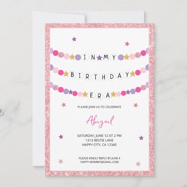 I min Vänskap Bracelet Era-Födelsedagsfest Inbjudningar (Framsida)