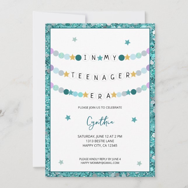 I min Vänskap Bracelet Era-Födelsedagsfest Inbjudningar (Framsida)