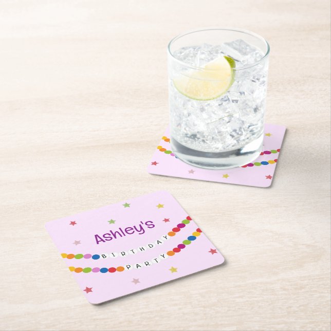 I min Vänskap Bracelet Era-Födelsedagsfest Underlägg Papper Kvadrat (Insitu)