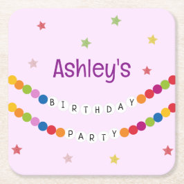 I min Vänskap Bracelet Era-Födelsedagsfest Underlägg Papper Kvadrat