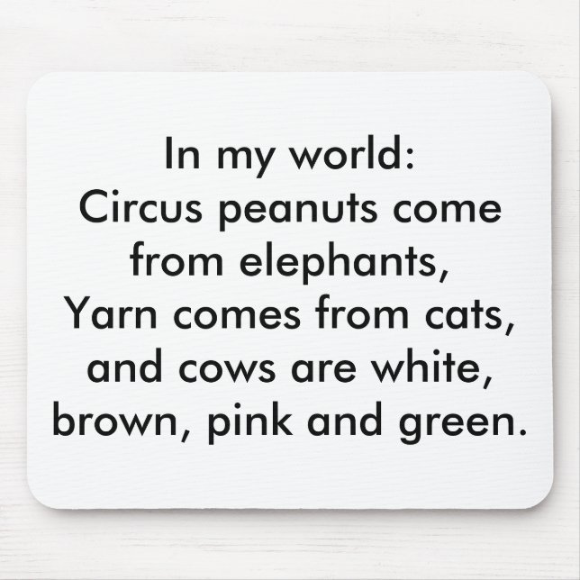 I min värld: Garn kommer från katter... Musmatta (Framsidan)