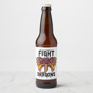 I min värld kämpar jag mot drakar ölflaska etikett