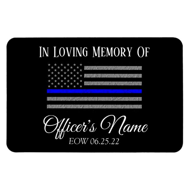 I MINNE AV FALLEN OFFICER THIN BLUE LINE MAGNET (Horisontell)