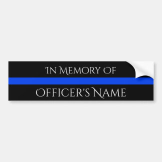 I MINNE AV FALLEN OFFICER THIN BLUE LINE STICKER BILDEKAL