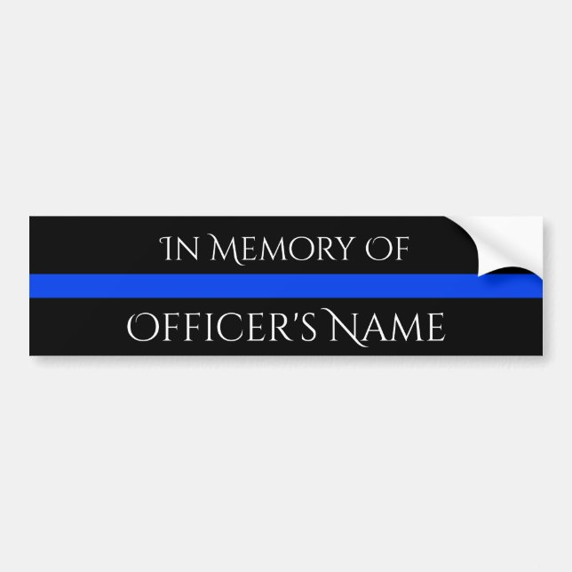 I MINNE AV FALLEN OFFICER THIN BLUE LINE STICKER BILDEKAL (Framsidan)