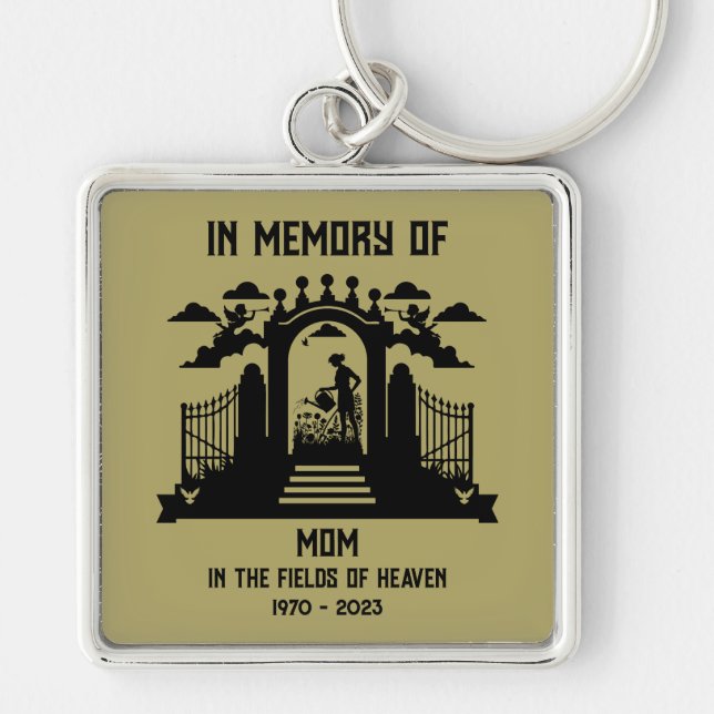 I minneskläder fyrkantig silverfärgad nyckelring (Framsidan)