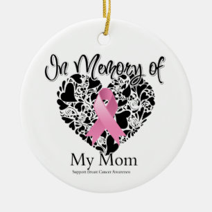 I minnet av min mamma - bröstcancermedvetenhet julgransprydnad keramik