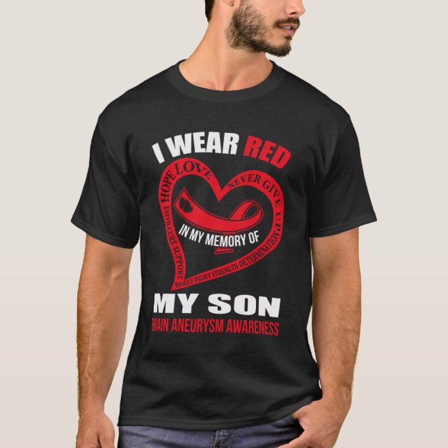 I minnet av min son BRAIN ANEURYSM MEDVETENHET T Shirt (Framsida)