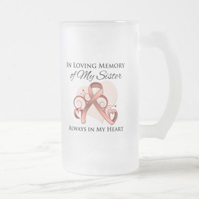 I minnet av min syster - livmoder- cancer frostat ölglas (Höger)