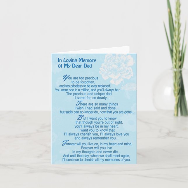I minnet av mitt hjärtliga Pappa-sympatikort Kort (Framsida)