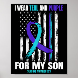 I minnet av Son Suicide Awareness Flagga Ck Print Poster