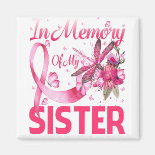 I minnet för min syster Dragonfly Breast Cancer Magnet