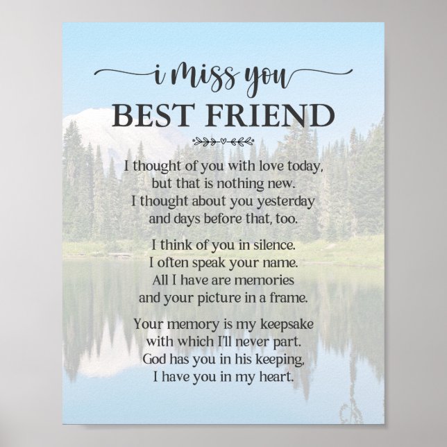 I Miss You Best Friend Poem Poster (Framsidan)