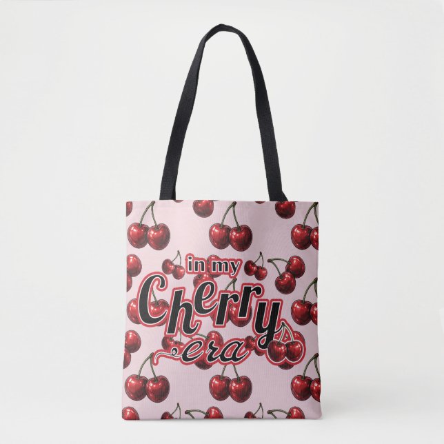 I mitt Cherry Era Glossy Red Cherries Retro Glam Tygkasse (Framsida)