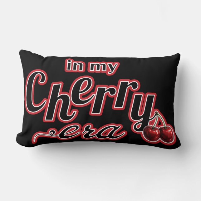 I mitt Cherry Era Retro-Trendig Glossy Red Cherrie Lumbarkudde (Framsida)