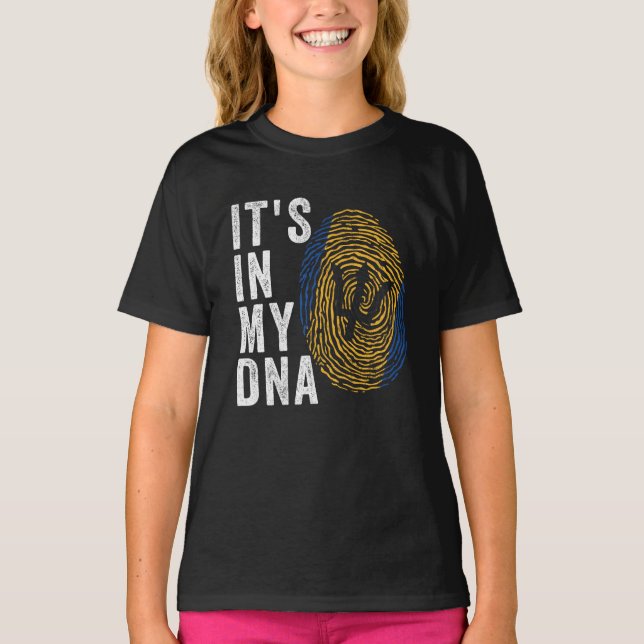 I mitt DNA - Barbados Flagga T Shirt (Framsida)