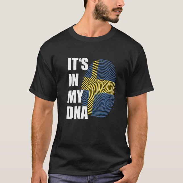 I mitt DNA-Sverige-Pride är det svenska Flagga Fin T Shirt (Framsida)
