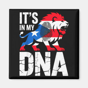 I mitt dna vrålande lejon i puerto rico rican flag magnet