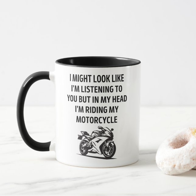 I mitt huvud rider jag min motorcykelfunna Biker Mugg (Med munk)